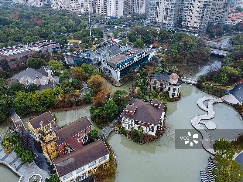 嘉兴 凌公塘文化主题公园 国际网球中心 凌公塘 清风亭 航拍 地标 凌公塘路图片素材