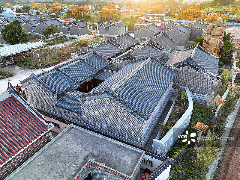 广东省惠州市大亚湾客家民俗公园航拍图片素材