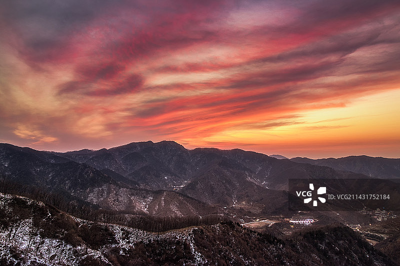 济南七星台九如山晚霞图片素材