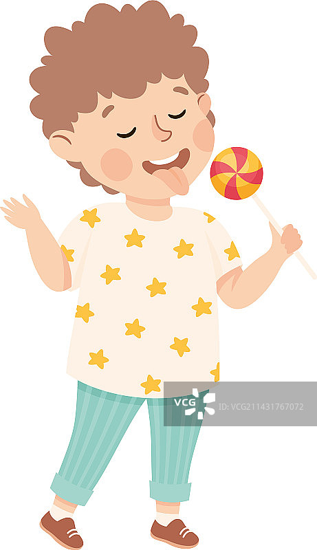 吃甜味棒棒糖的快乐男孩图片素材