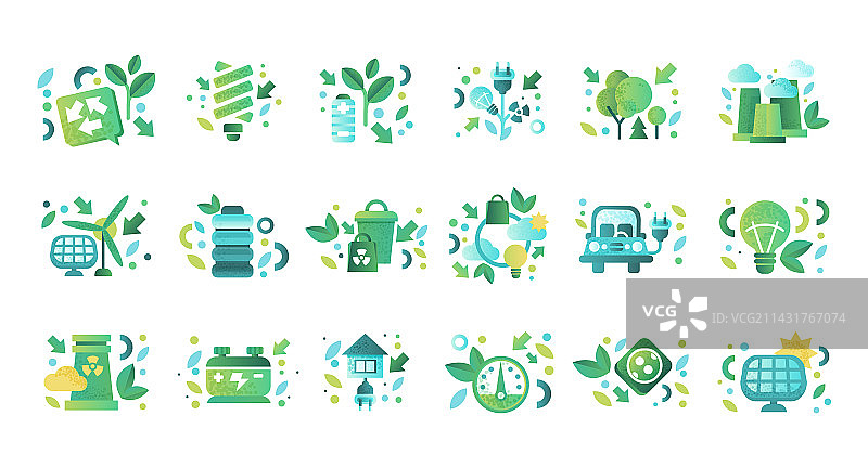 生态与可再生能源图标集图片素材