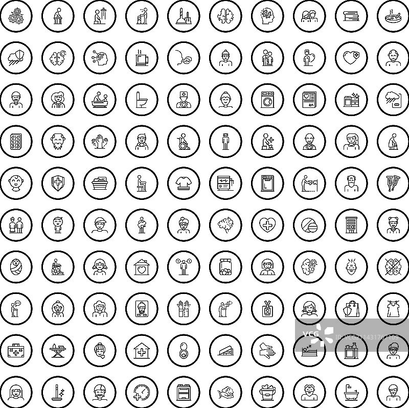 100个成人图标轮廓样式图片素材