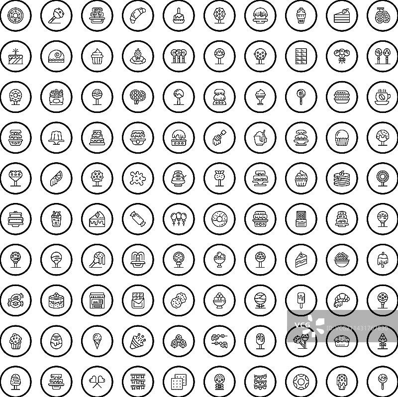 100个糖果糕点图标轮廓样式图片素材
