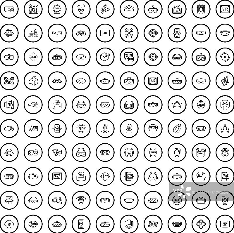 100个设备图标轮廓样式合集图片素材