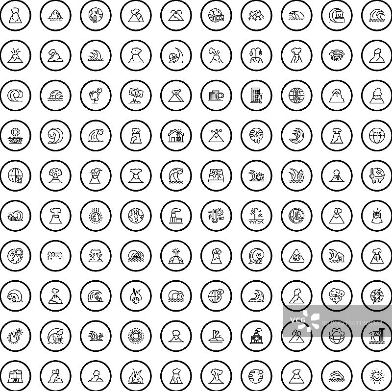 100个地球图标轮廓样式图片素材
