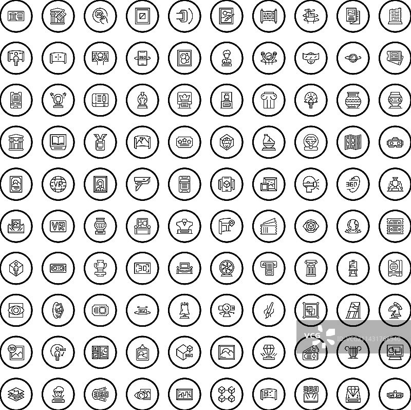 100个展览图标轮廓样式图片素材