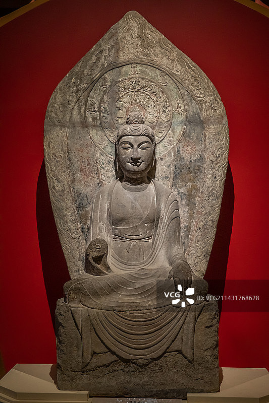 太原市山西博物馆释迦坐像唐代山西省交城县白云寺征集图片素材