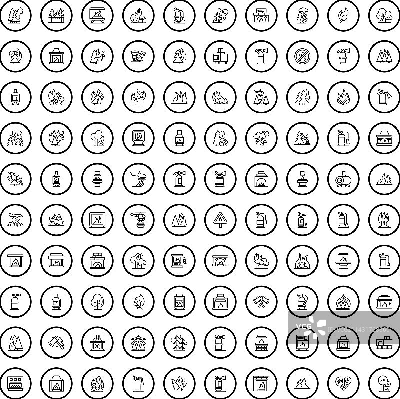 100个火焰轮廓风格图标图片素材