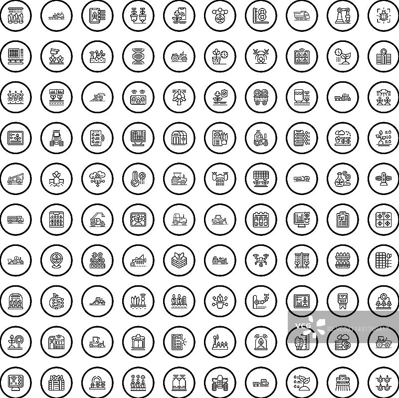 100个轮廓风格的丰收图标合集图片素材
