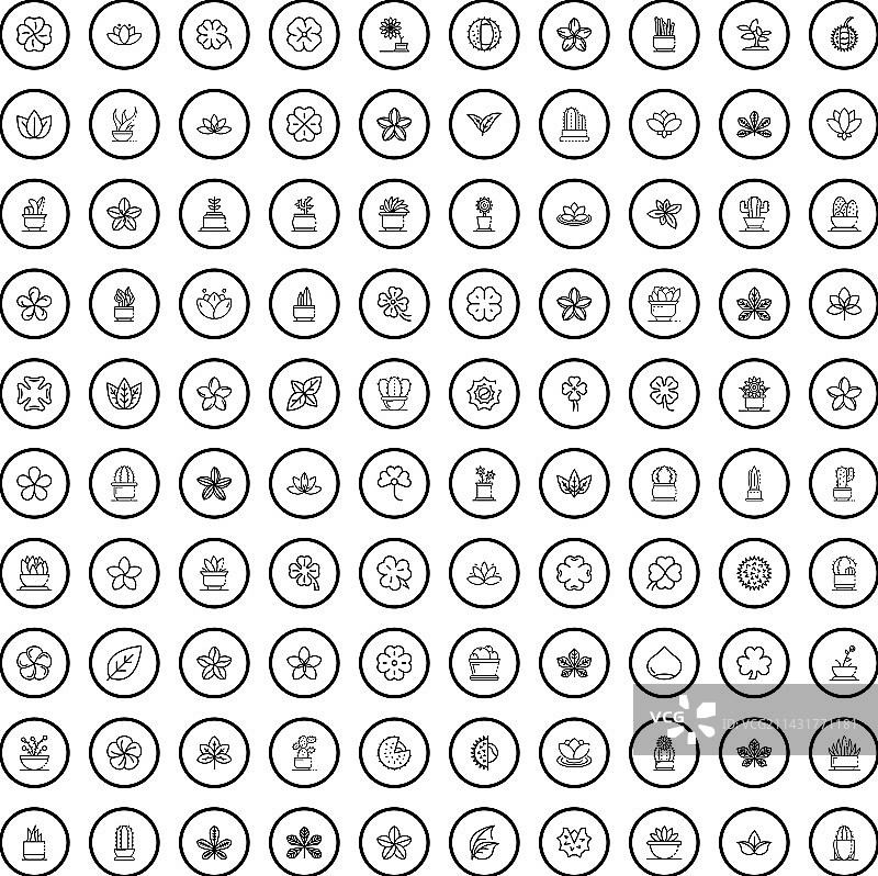 100个植物图标合集轮廓样式图片素材