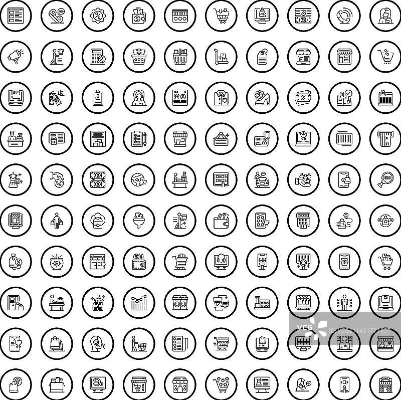 100个促销图标轮廓风格合集图片素材