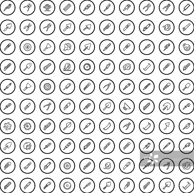 100个工具图标轮廓风格合集图片素材