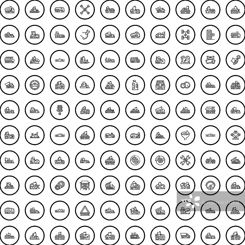100个交通图标描边风格集合图片素材