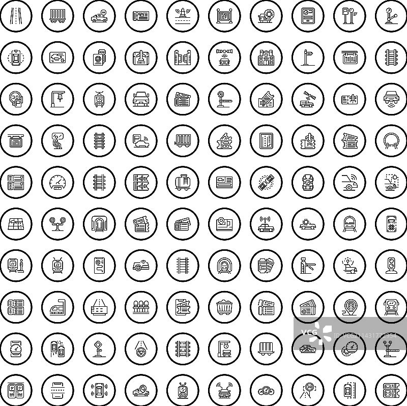 100个交通图标描边风格集合图片素材