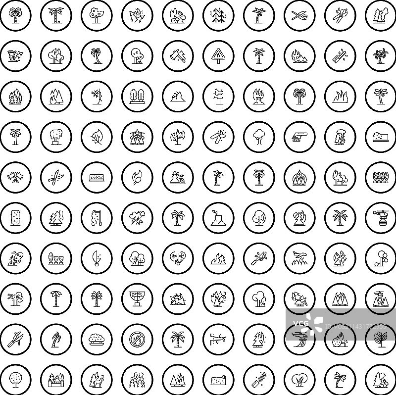 100个树木图标轮廓风格图片素材