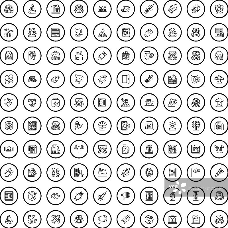 100个战争图标轮廓样式图片素材