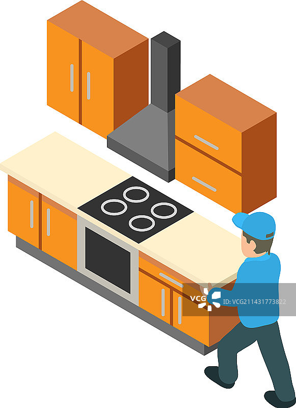 2.5D厨房组装家具图标图片素材