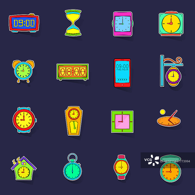 时间与时钟图标贴纸图片素材