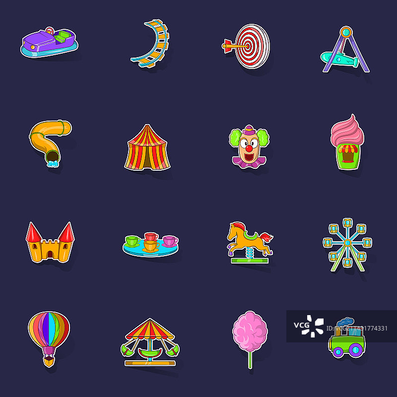 游乐园贴纸图标合集图片素材
