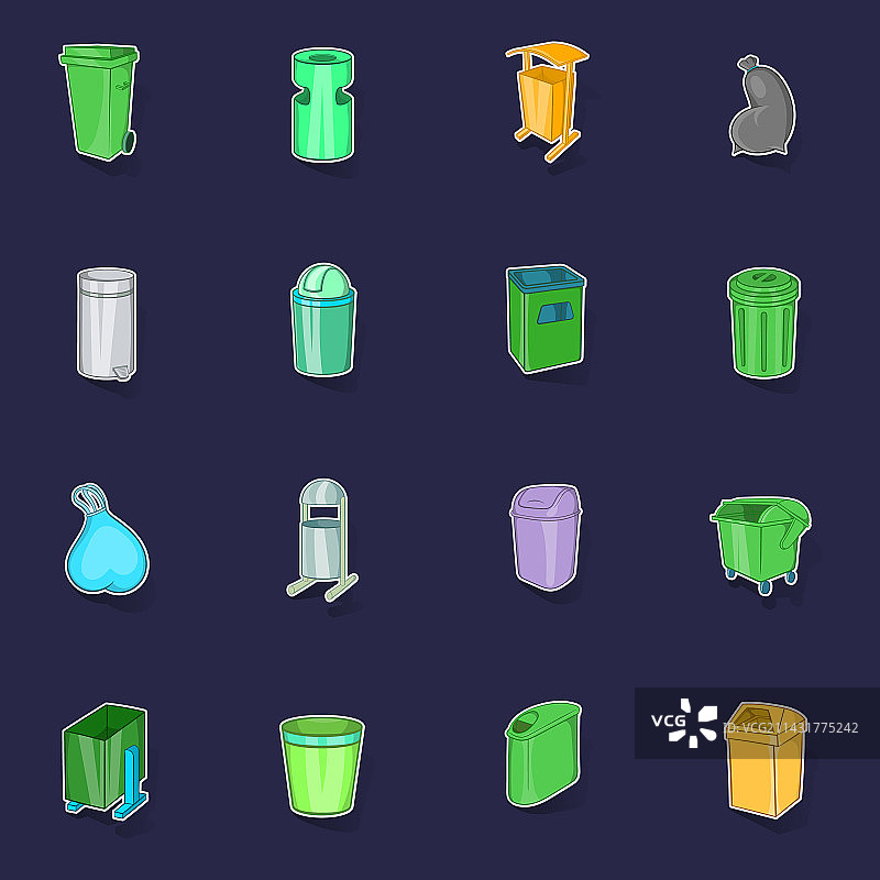 垃圾桶图标贴纸图片素材