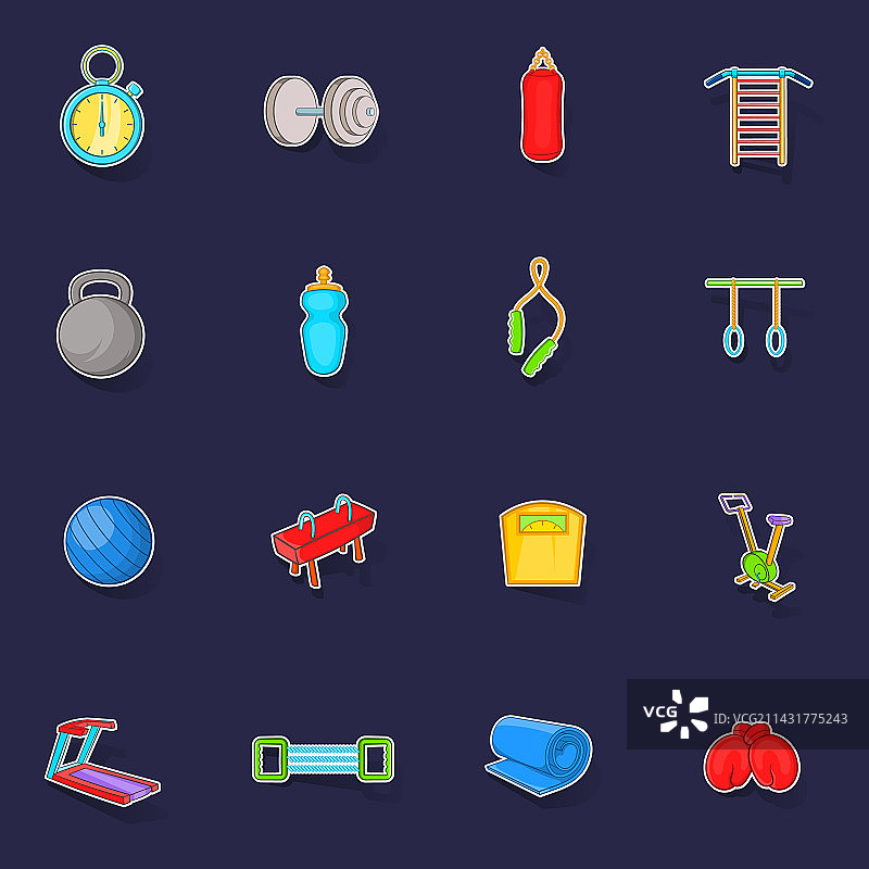 健身房图标贴纸套装图片素材