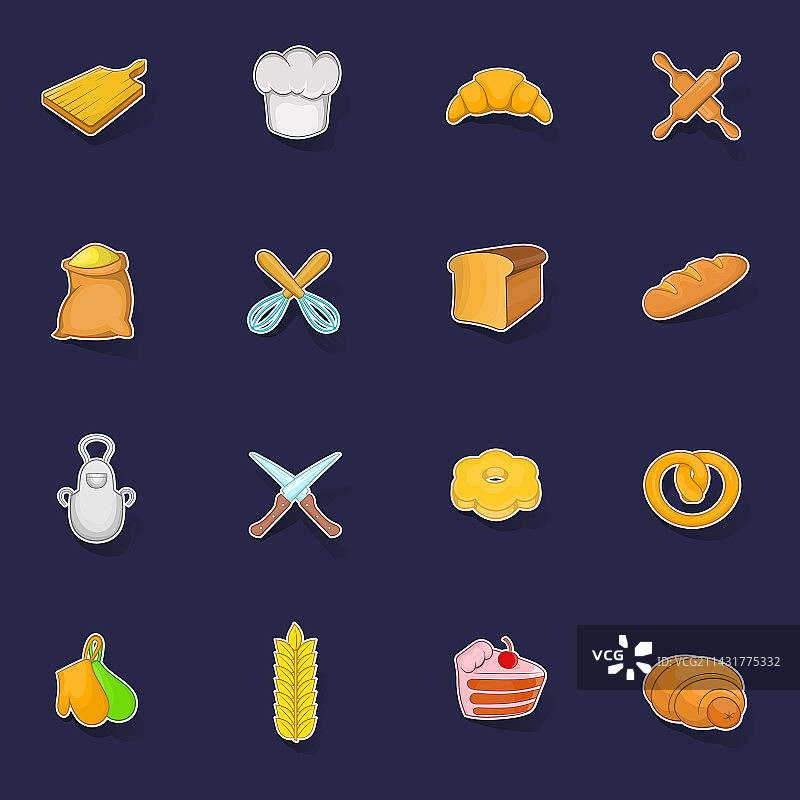 烘焙图标贴纸套装图片素材