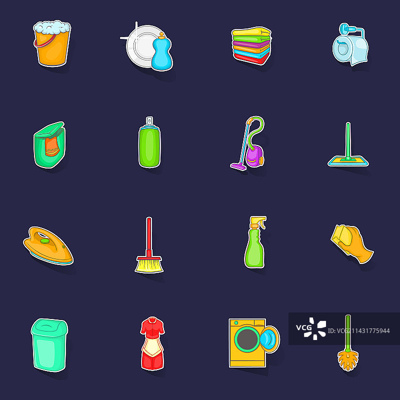 家居用品元素图标贴纸套装图片素材