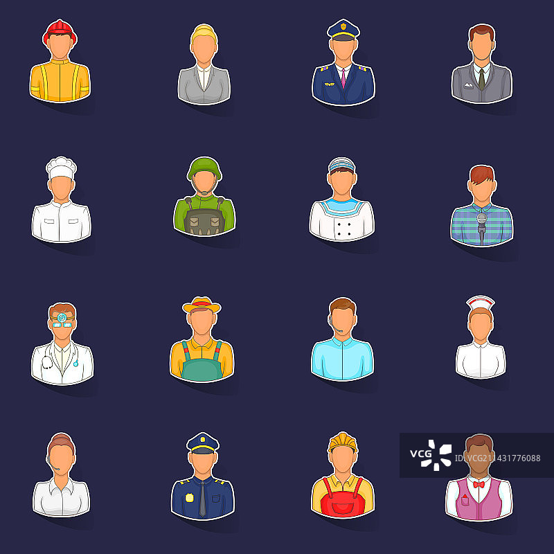 职业图标贴纸套装图片素材