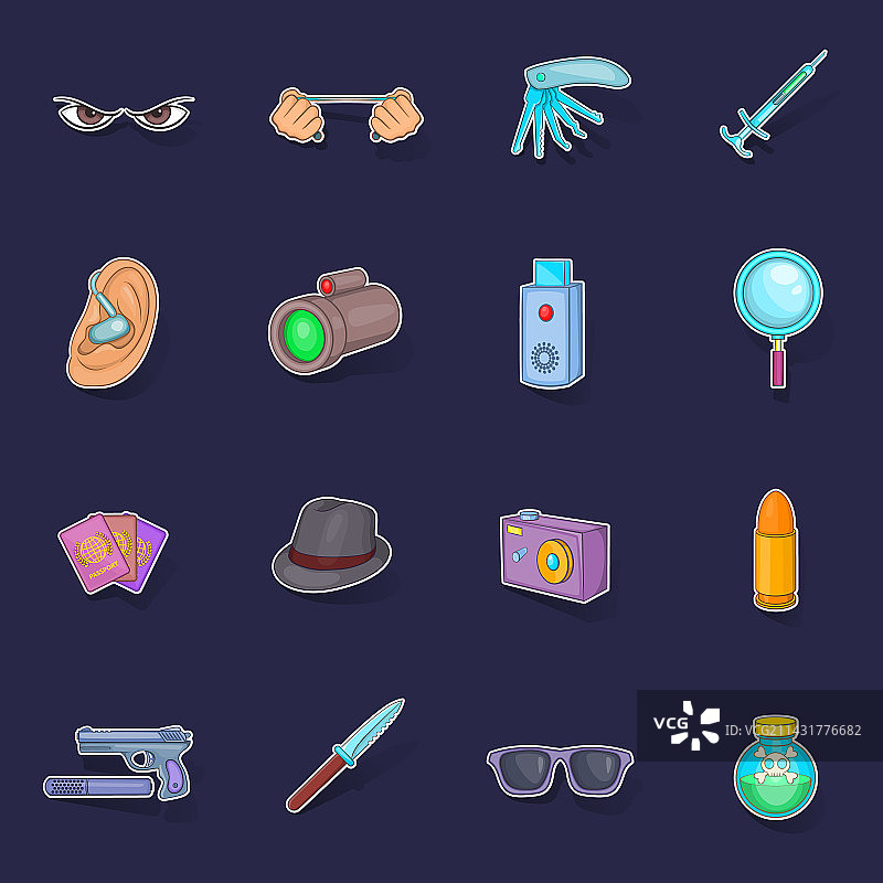 间谍和安全图标贴纸图片素材