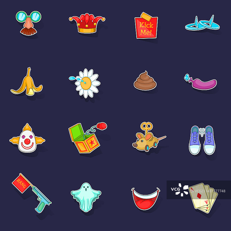 愚人节贴纸图标集图片素材