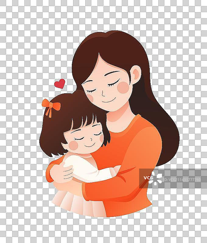母亲抱着孩子插画图片素材