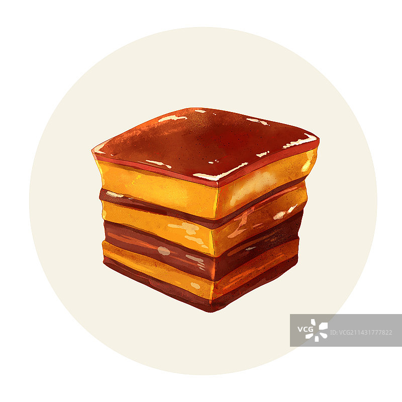 手绘水彩传统美食红烧肉插画图片素材