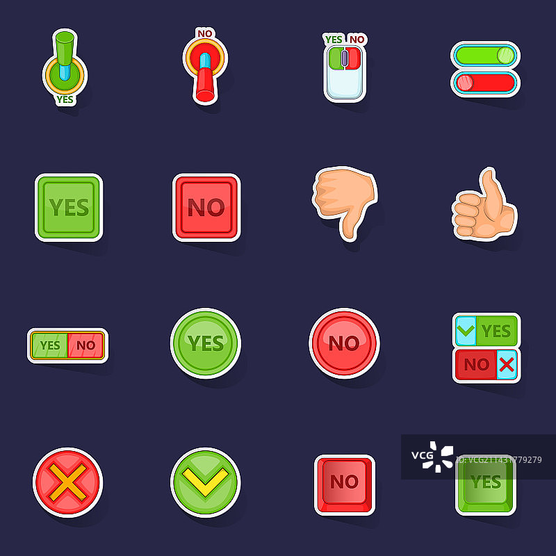 是与否图标贴纸套装图片素材