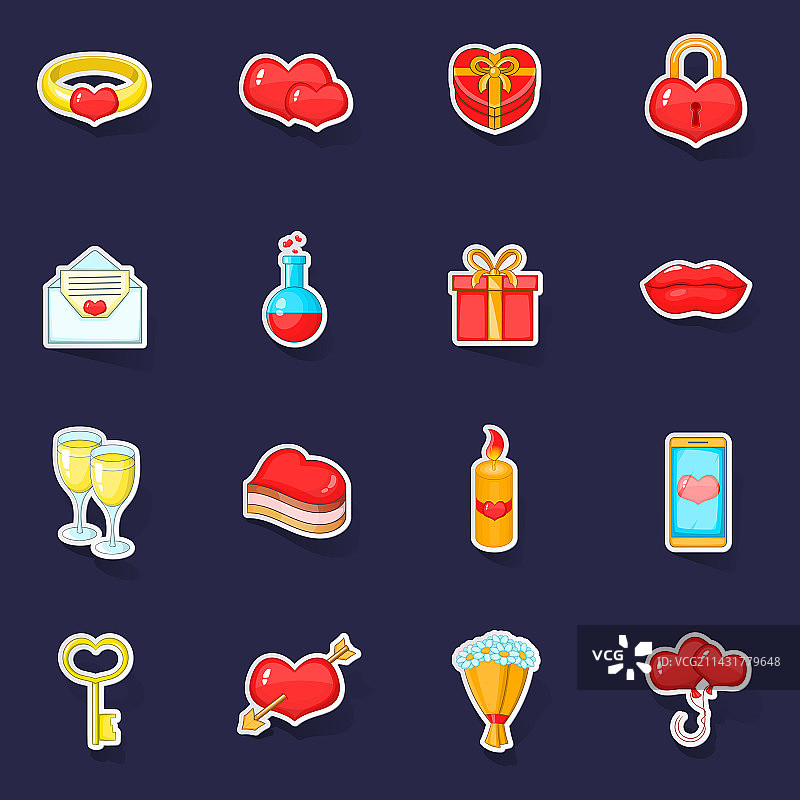情人节图标贴纸套装图片素材