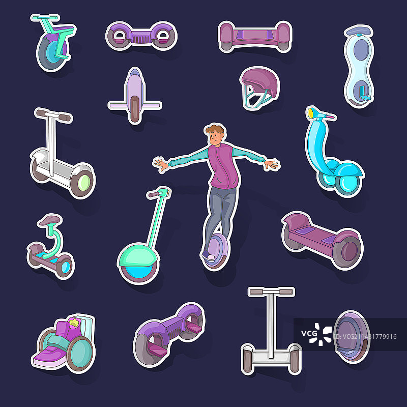 平衡车图标贴纸合集图片素材
