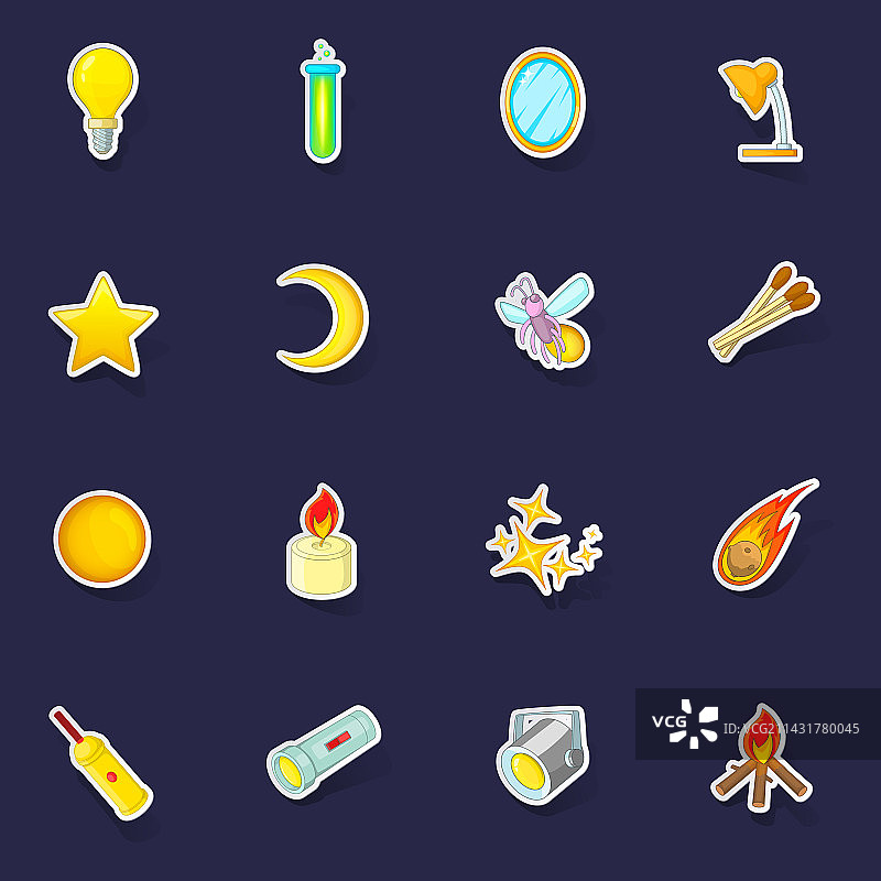 光源图标贴纸套装图片素材