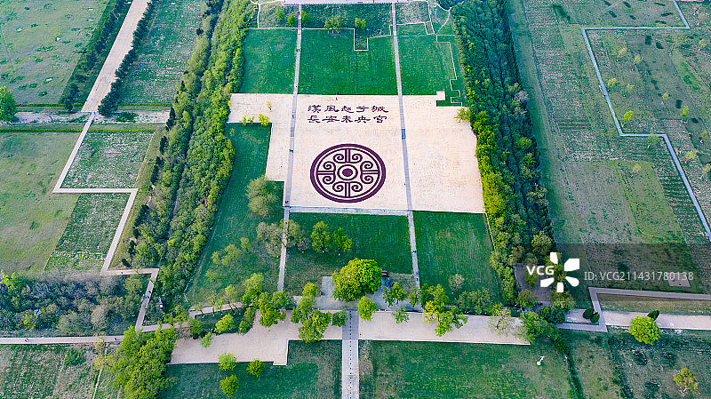 汉长安城未央宫遗址航拍图片素材