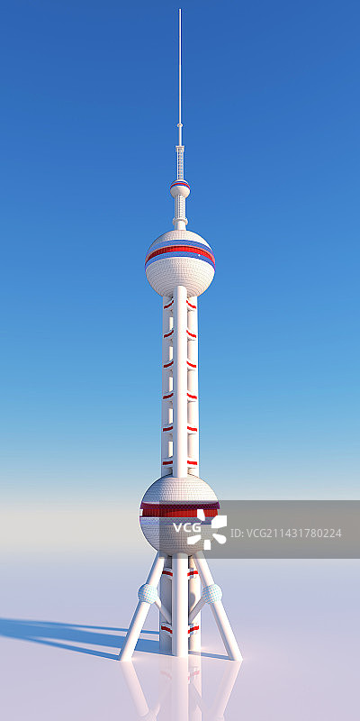 晴朗蓝天下的东方明珠图片素材