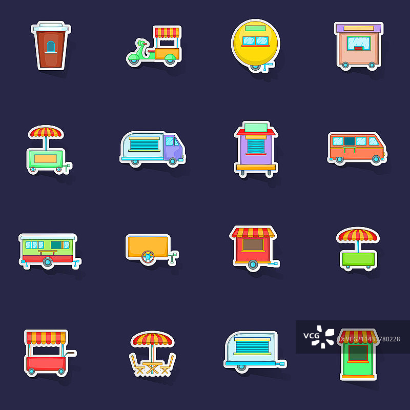 街头美食亭车贴图标图片素材