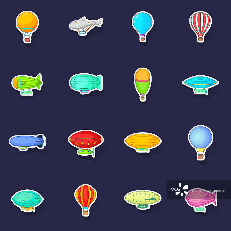 复古气球图标集贴纸图片素材