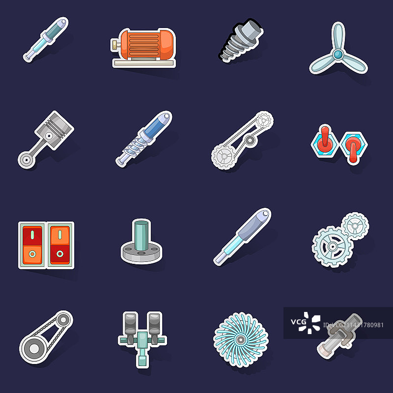 机械零件图标贴纸合集图片素材