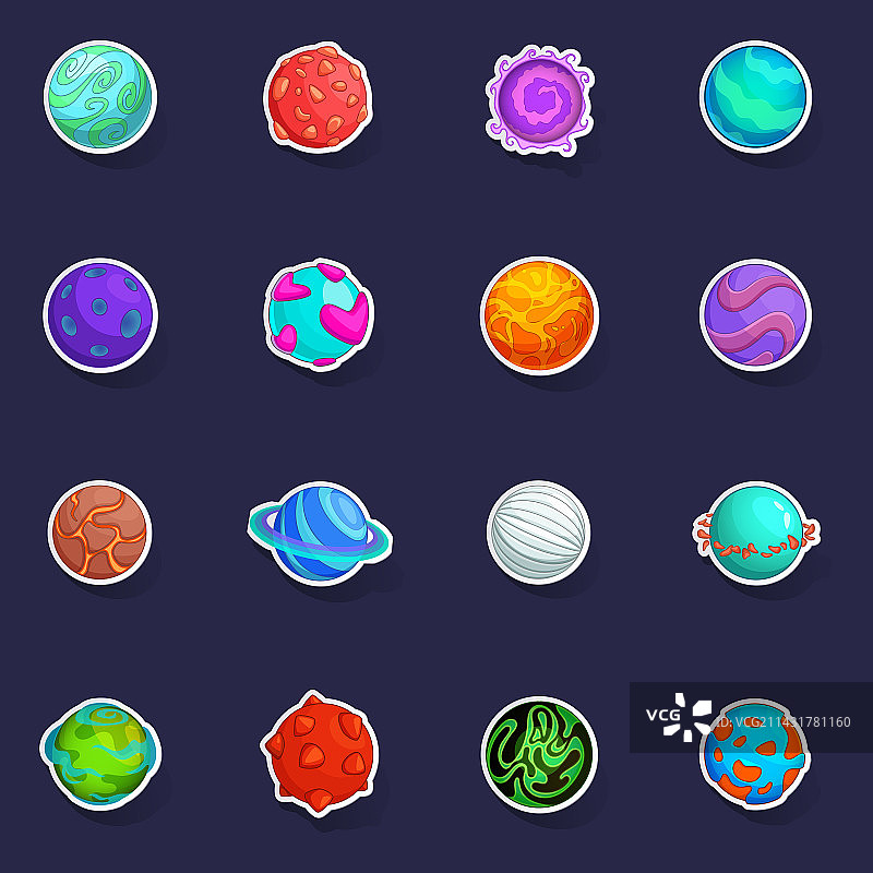 奇妙的行星图标贴纸图片素材