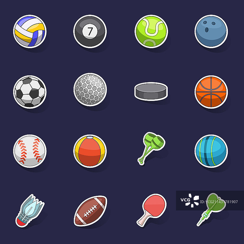 运动球类图标贴纸图片素材