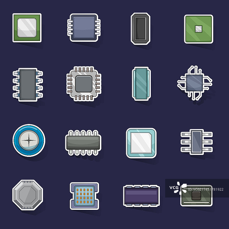 电脑芯片图标贴纸素材图片素材