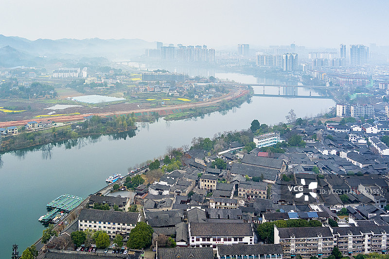 航拍黔阳古城图片素材