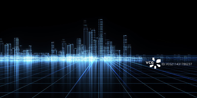 科技互联网概念的城市建筑图片素材