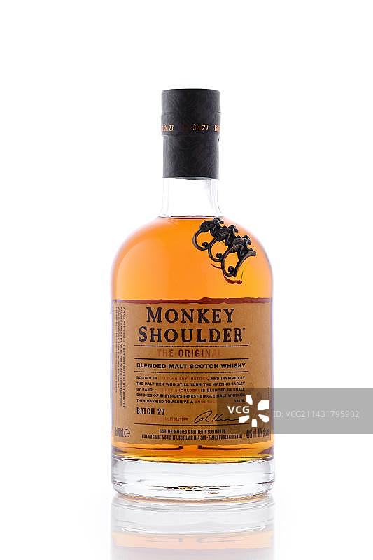 2022年4月8日，明斯克，白俄罗斯， Monkey Shoulder混合麦芽苏格兰威士忌图片素材