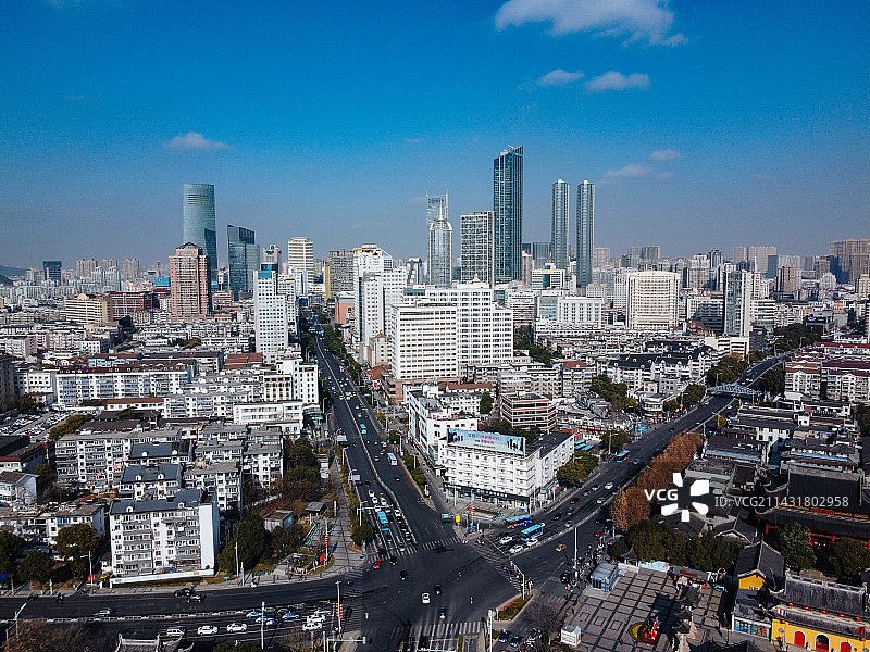 无锡 南禅寺 三阳广场 财富大厦 大东方百货 云蝠大厦 南长街 解放路 苏宁图片素材