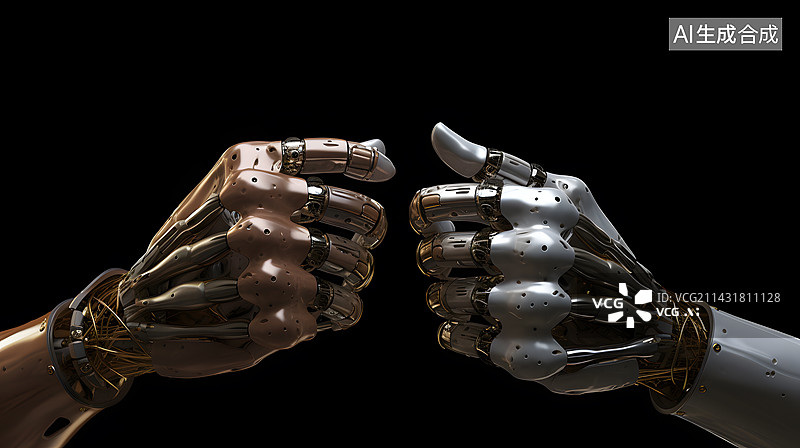 【AI数字艺术】机器手黑色背景图片素材