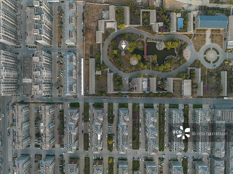 济南章丘三涧溪村俯视图图片素材